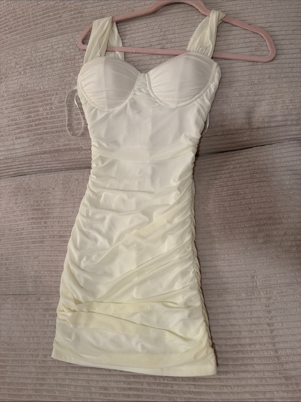 Windsor Cream Ruched Bustier Mini Dress